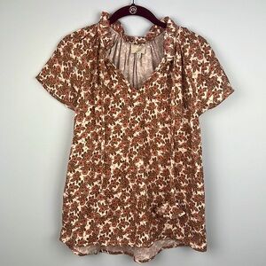 Joie cotton paisley fall floral short sleeve top size small